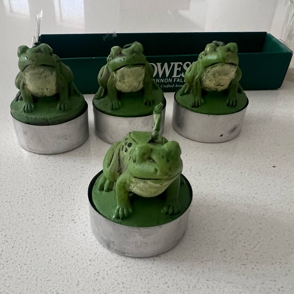 Midwest of Cannon Falls Green Frog Candles Tea Lights Set of 4 New